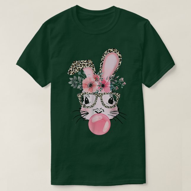 Camiseta Conejo de impresión Leopardo Conejo de Conejo de B (Diseño del anverso)