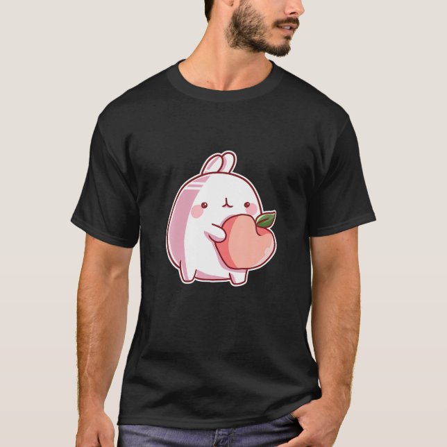 Camiseta Conejo de Kawaii con durazno para anime y fanático (Anverso)