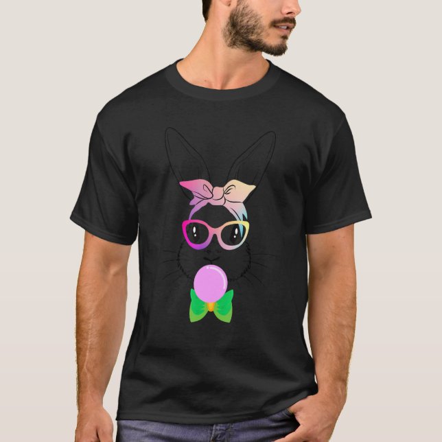 Camiseta Conejo de la cara de conejo lindo Gafas de bollo d (Anverso)