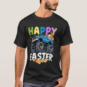 Camiseta conejo de niños de Pascua montando un camión monst