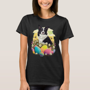 Camiseta Conejo de Pascua Border Collie Huevos Perro en Bor