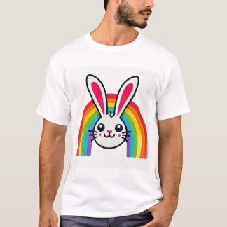 Camiseta conejo de Pascua con arco iris