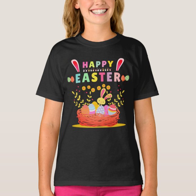 Camiseta Conejo de Pascua con Arcoiris - Pascua (Anverso)