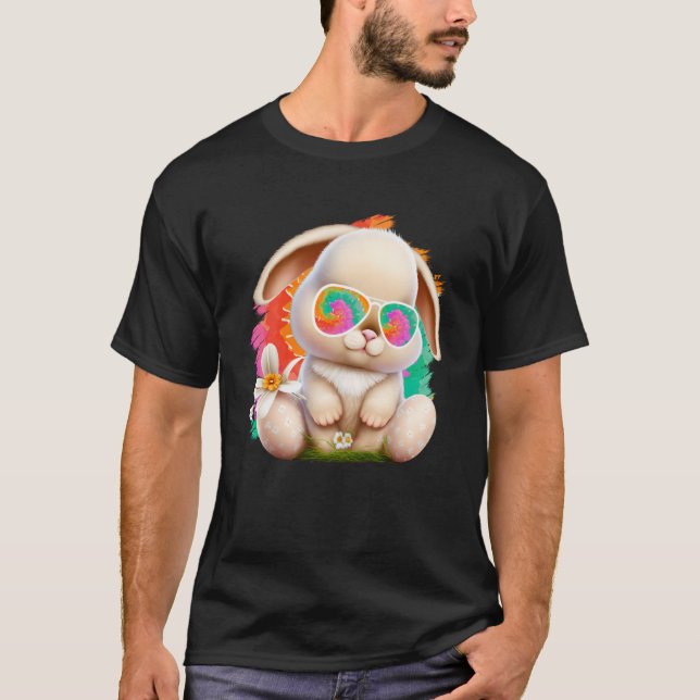 Camiseta Conejo de Pascua con conejitos de gafas Externas (Anverso)