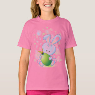 Camiseta Conejo de Pascua con el huevo y las flores