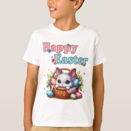 Camiseta Conejo de Pascua con huevos y flores