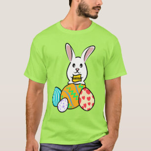 Camiseta Conejo de Pascua con pancarta en huevos de Pascua