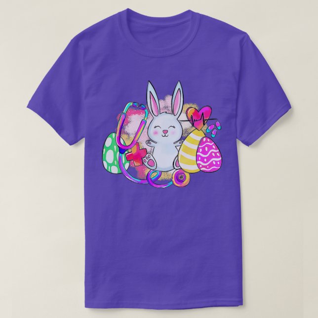 Camiseta Conejo De Pascua Con Stethoscope Y Nurs De Huevos  (Diseño del anverso)