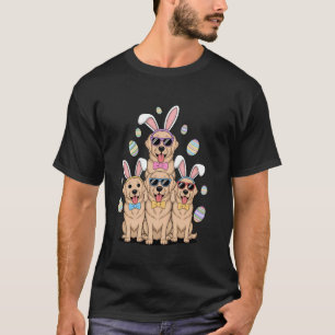 Camiseta Conejo de Pascua de Golden Retriever cazando huevo