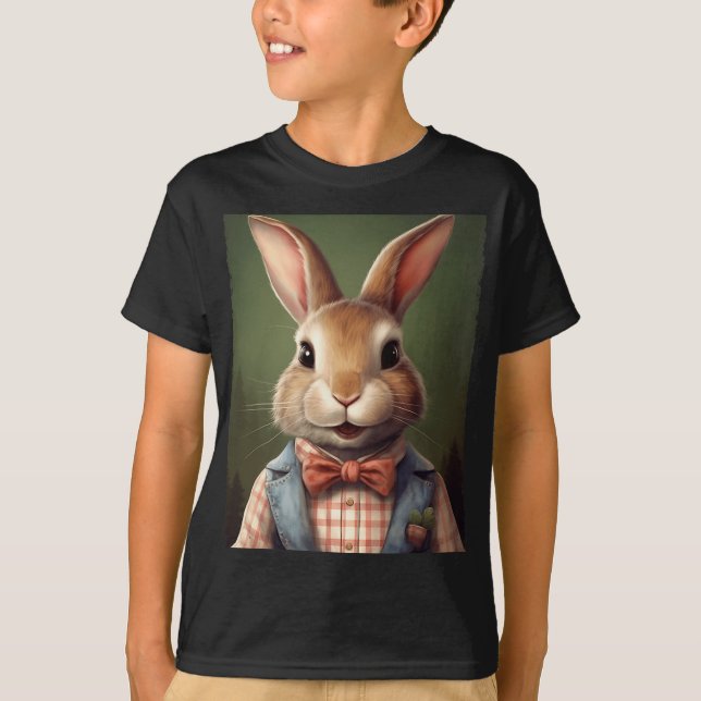 Camiseta Conejo De Pascua De Pascua Bow Conejo De Tie Feliz (Anverso)