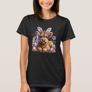 Camiseta Conejo de Pascua de Vaca de las Tierras Altas Flor