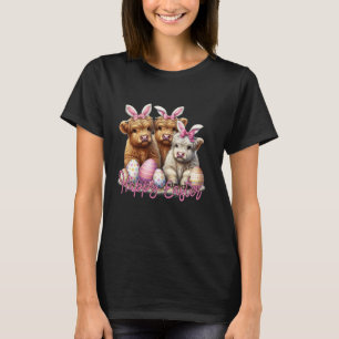 Camiseta Conejo de Pascua de vaca de las Tierras Altas orej