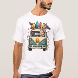Camiseta Conejo de Pascua en bus con amigos de aves - Ce de