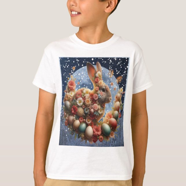 Camiseta Conejo de Pascua en flor  (Anverso)