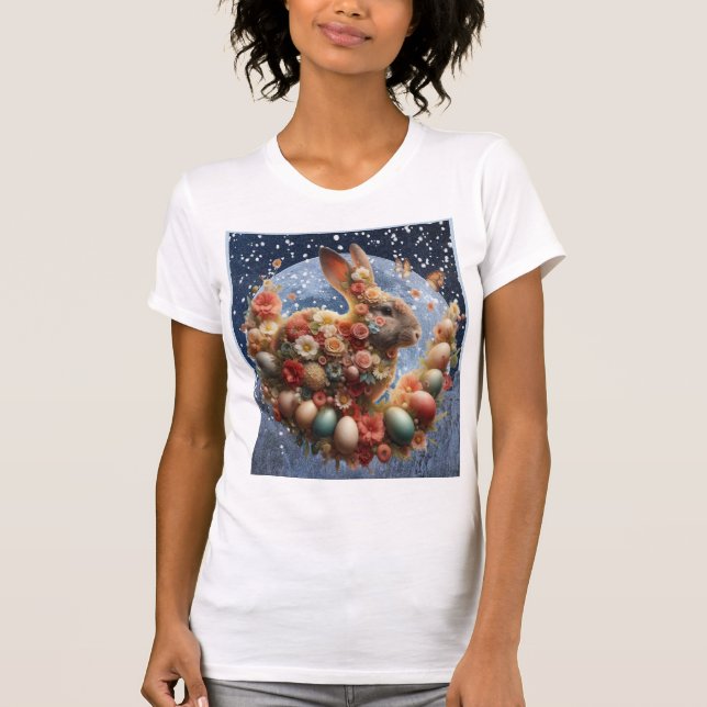 Camiseta Conejo de Pascua en flor  (Anverso)