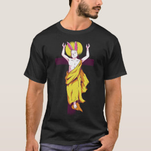 Camiseta Conejo De Pascua En La Cruz Con Halo