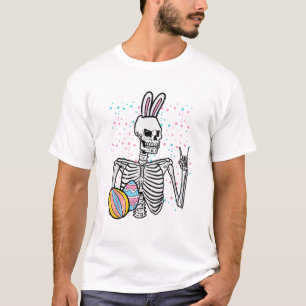 Camiseta Conejo de Pascua esqueleto roca mano roquera niños