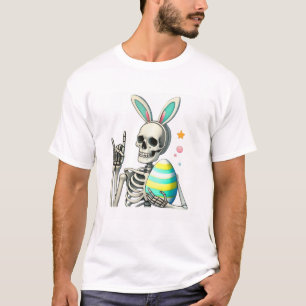 Camiseta Conejo de Pascua esqueleto roca mano roquera niños