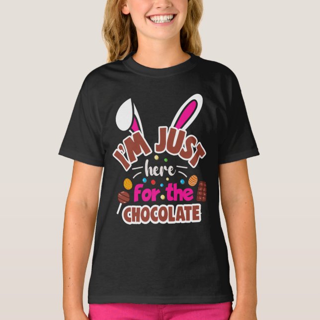 Camiseta Conejo de Pascua estoy aquí por el chocolate (Anverso)