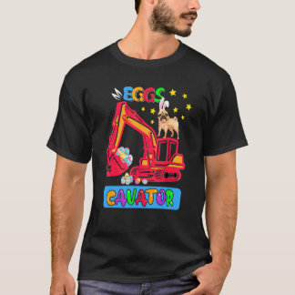Camiseta Conejo de Pascua Excavador Pug Perro En Excavadora