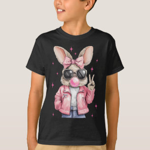 Camiseta Conejo de Pascua Feliz Conejo Cara Coqueta Lazo Pa