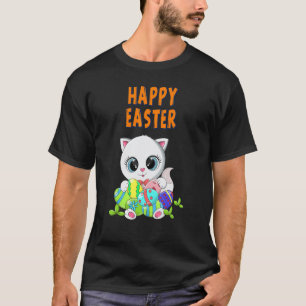 Camiseta Conejo de Pascua Feliz Gato Humor de Pascua Gráfic