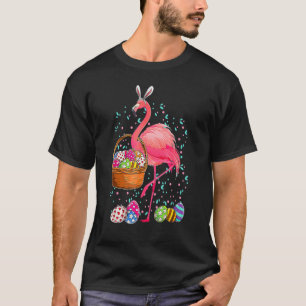 Camiseta Conejo de Pascua Flamingo Trae Cesta de Huevos Fel