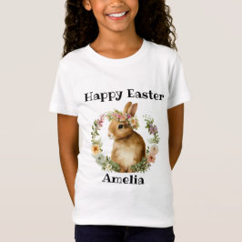 Camiseta Conejo de Pascua Floral Acuarela Vintage Retro
