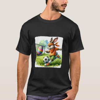 Camiseta Conejo De Pascua Jugando Fútbol Con Un Huevo Festi