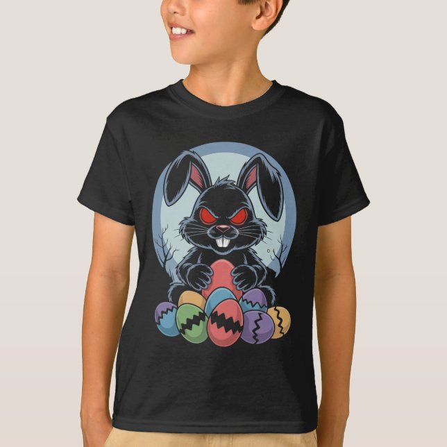 Camiseta Conejo de Pascua Malvado Conejo de Terror Ojos Roj (Anverso)