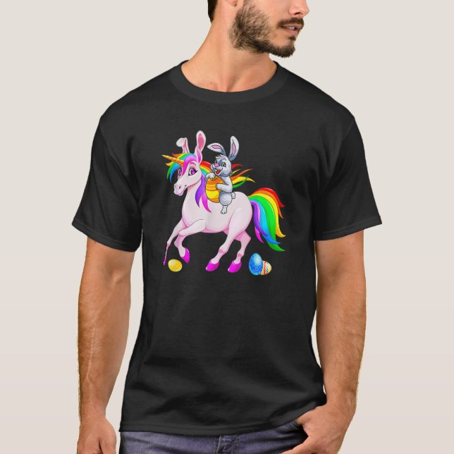 Camiseta Conejo de Pascua montando Chicas unicornios, niño  (Anverso)