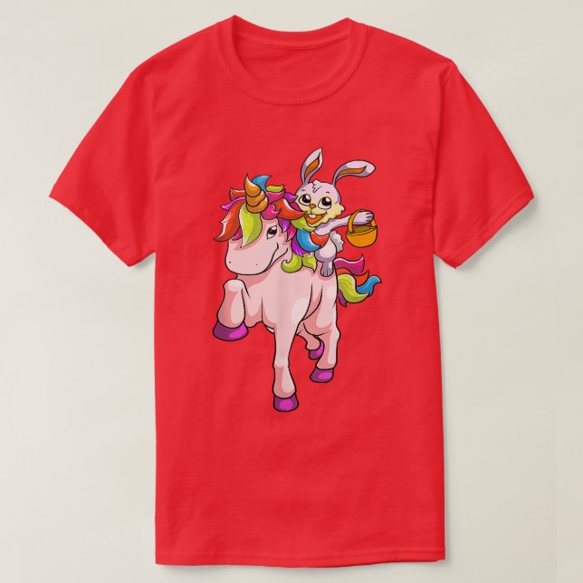 Camiseta Conejo de Pascua montando Chicas unicornios, niño  (Diseño del anverso)