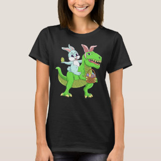 Camiseta Conejo de Pascua Montando Dinosaurio T Rex Niño de