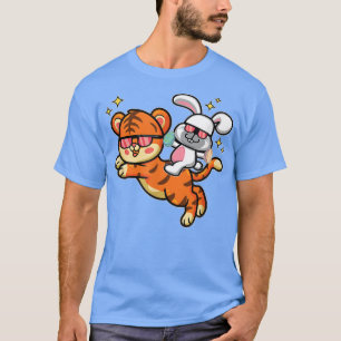 Camiseta Conejo De Pascua Montando En El Tigre Kawaii Huevo