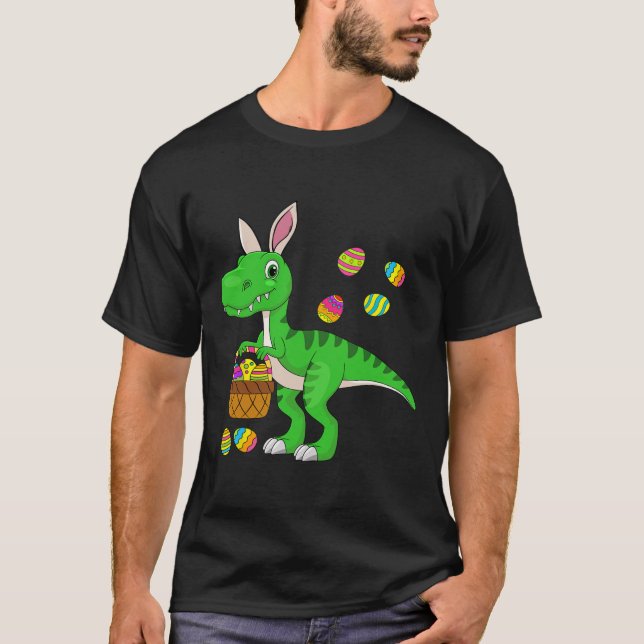 Camiseta Conejo de Pascua orejas de dinosaurio rellenos de  (Anverso)