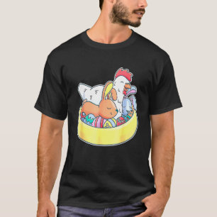 Camiseta Conejo de Pascua Orejas de Pollo Huevos Cesta Gran
