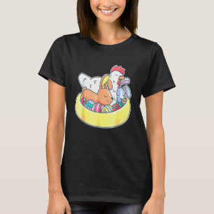 Camiseta Conejo de Pascua Orejas de Pollo Huevos Cesta Gran