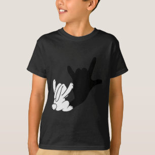 Camiseta Conejo de Pascua Reflexión Te Amo Señal de Mano Le