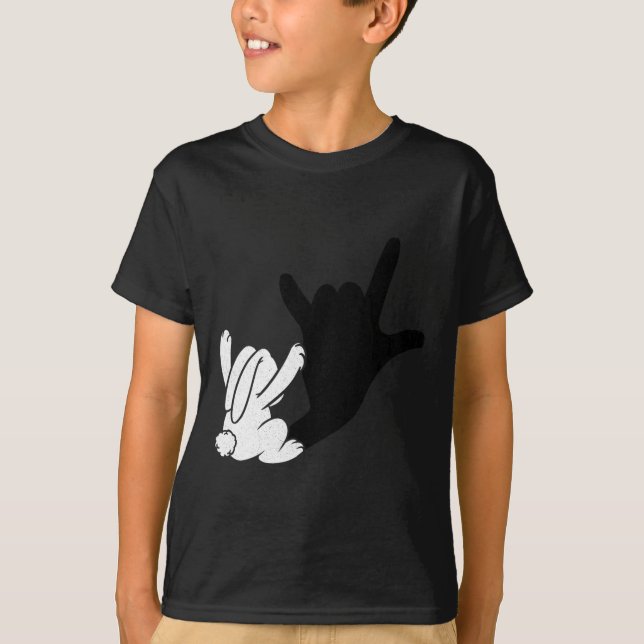 Camiseta Conejo de Pascua Reflexión Te Amo Señal de Mano Le (Anverso)