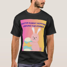 Conejo de Pascua saltando alrededor de la esquina