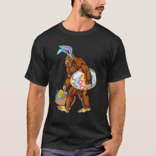 Camiseta Conejo de pie grande sostiene cesta de huevos Día 