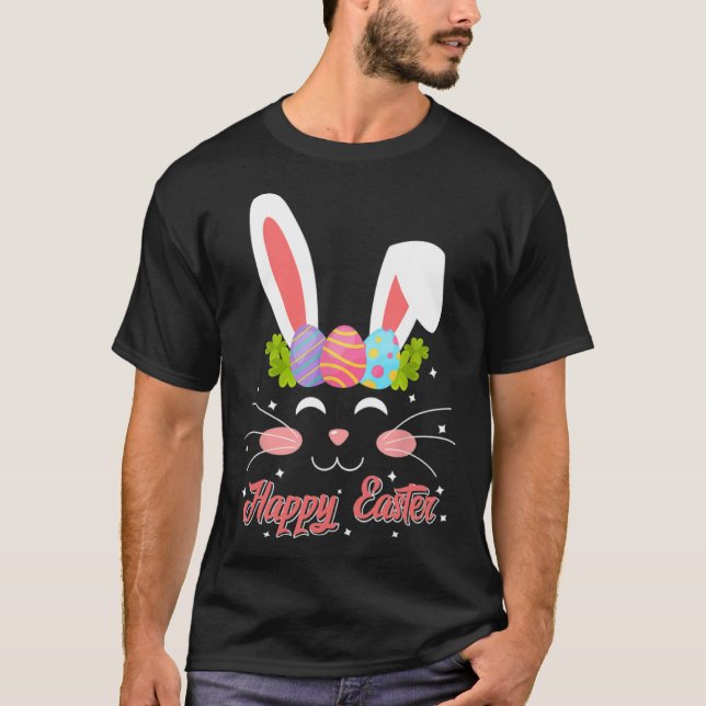 Camiseta Conejo de Semana Santa Face Happy Easter Bunny Boy (Anverso)