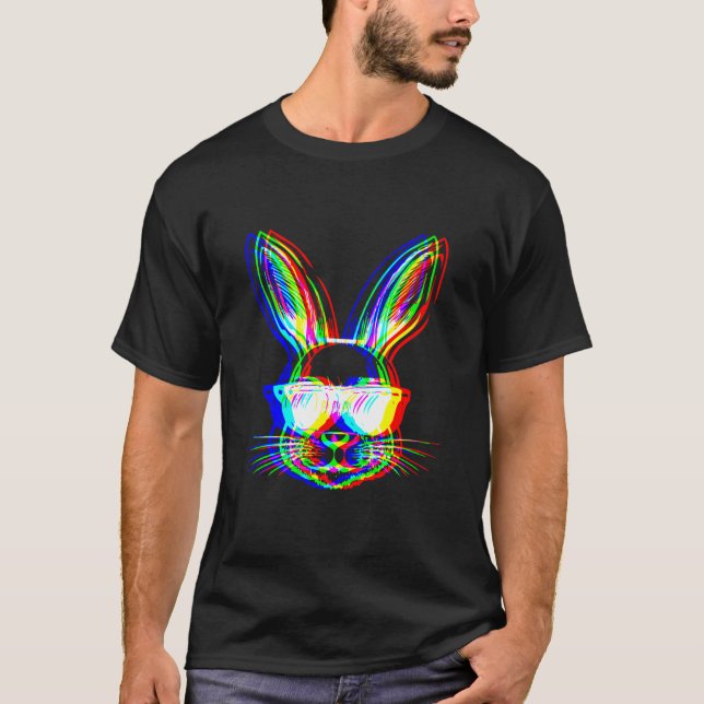 Camiseta Conejo de Techno Rave EDM Trippy Vaporwave Hallowe (Anverso)