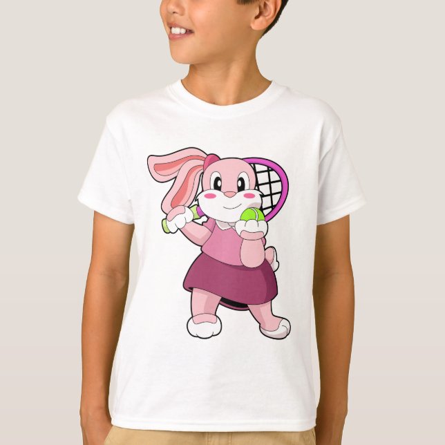 Camiseta Conejo de tenis con raqueta de tenis (Anverso)