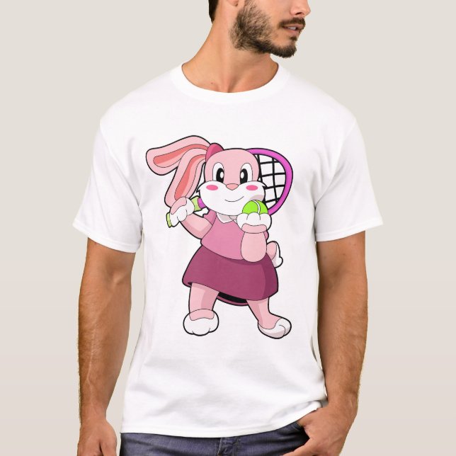 Camiseta Conejo de tenis con raqueta de tenis (Anverso)