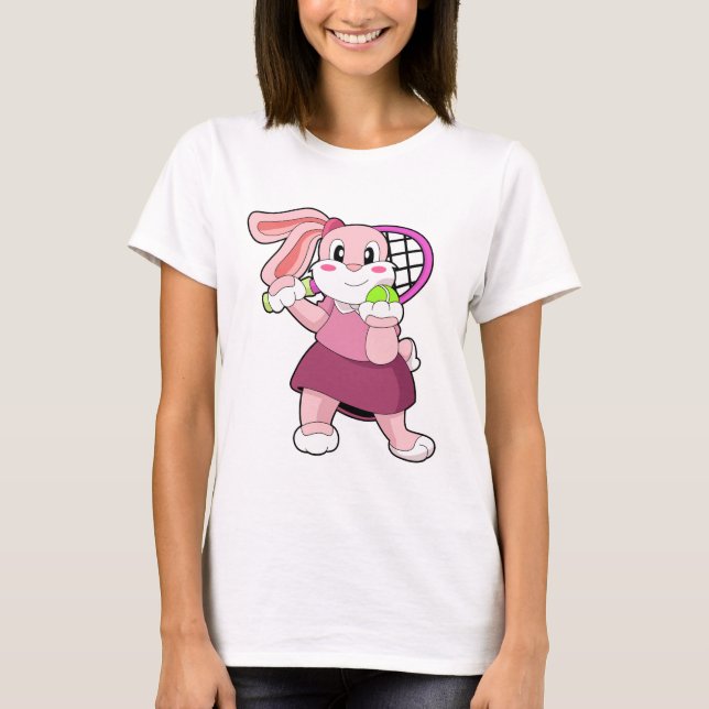 Camiseta Conejo de tenis con raqueta de tenis (Anverso)