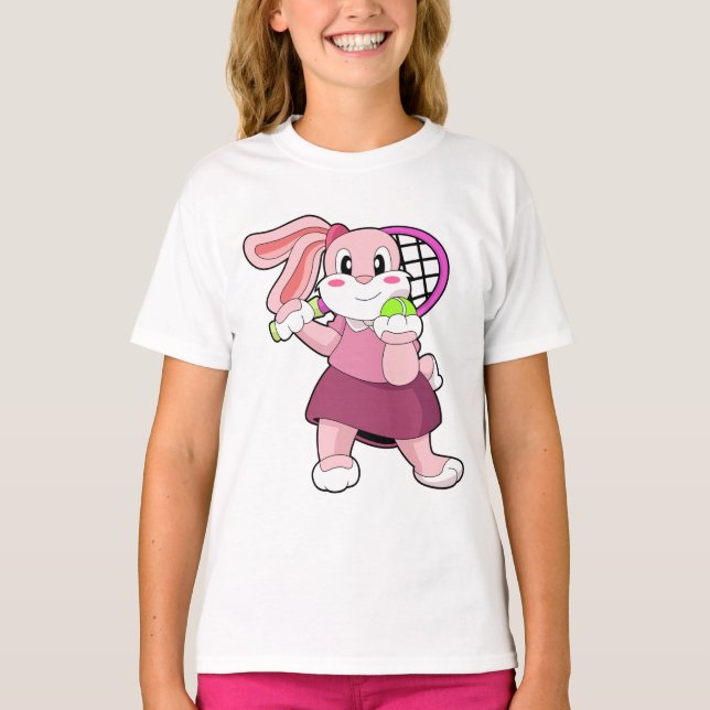Camiseta Conejo de tenis con raqueta de tenis (Anverso)