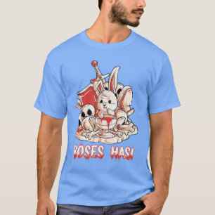 Camiseta Conejo de terror malvado con escudo de espada y ca