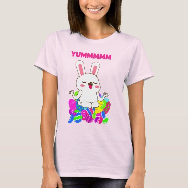 Camiseta Conejo de yoga de Pascua meditación yum jelly frij (Anverso)