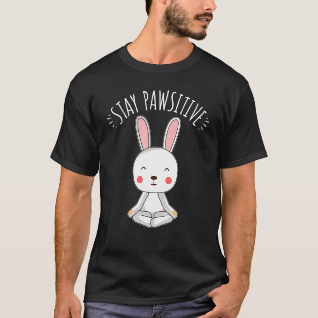 Camiseta Conejo de yoga Stay Pawsitive Cute Rabbit (Anverso)